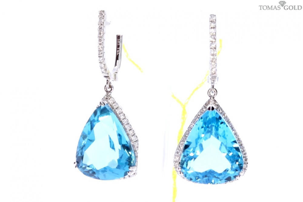 Gold earrings with topaz