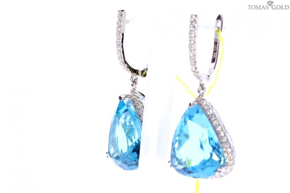 Gold earrings with topaz