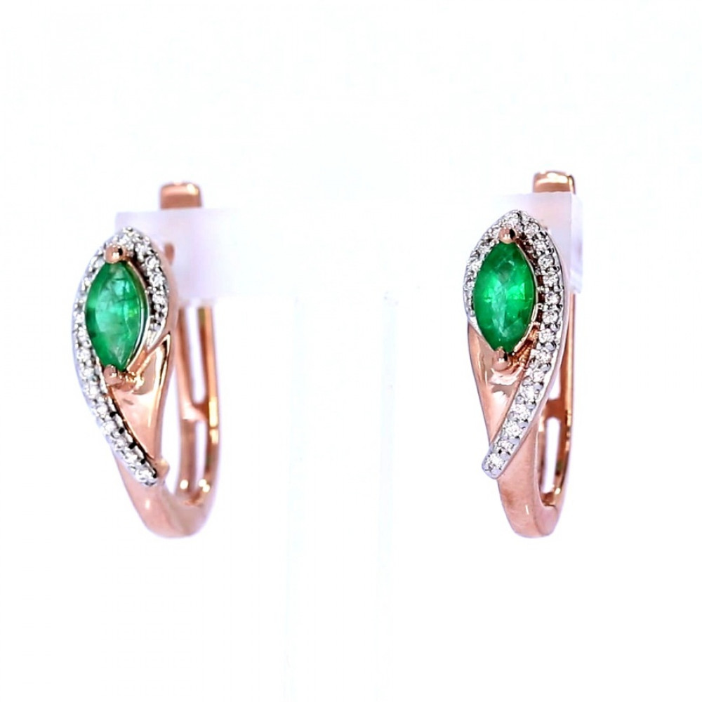 Kuldkõrvarõngad smaragdiga