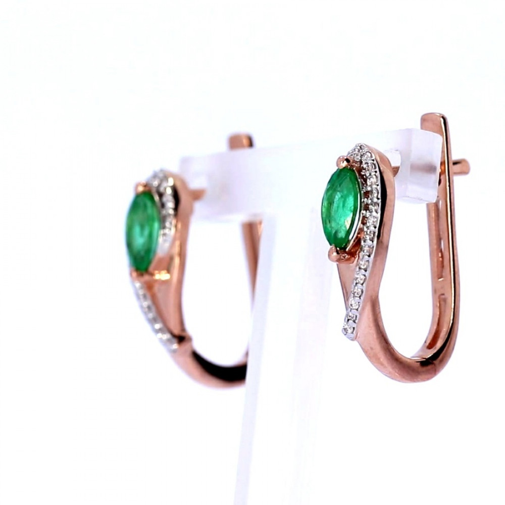 Kuldkõrvarõngad smaragdiga