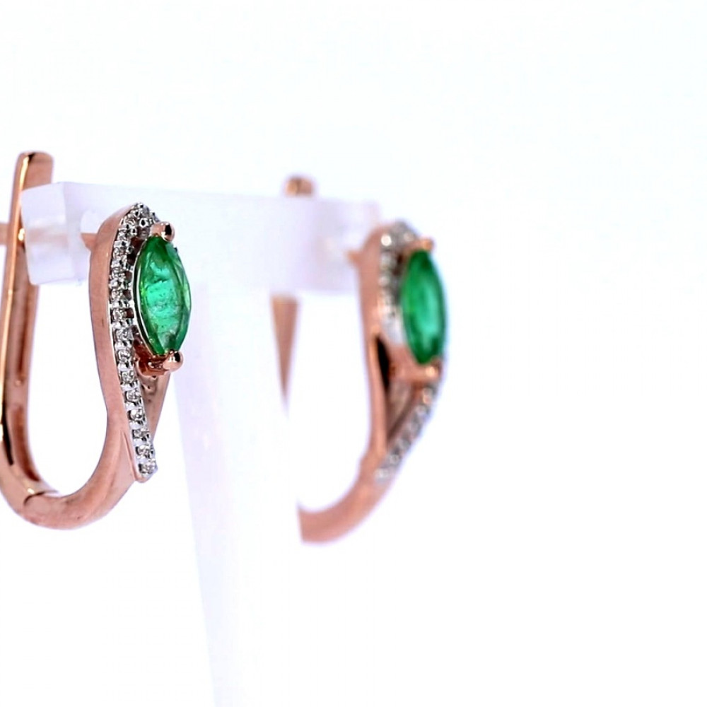 Kuldkõrvarõngad smaragdiga