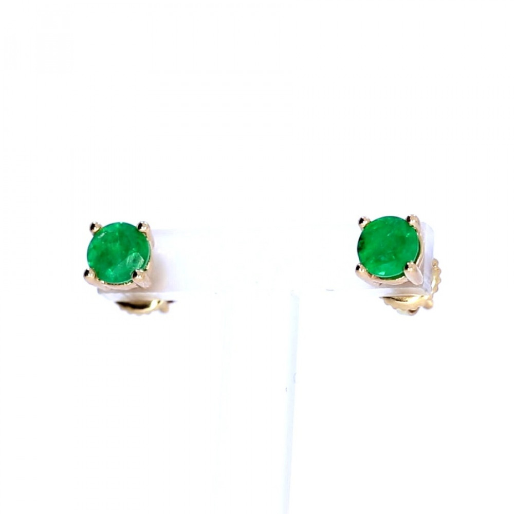 Gold earrings with emerald