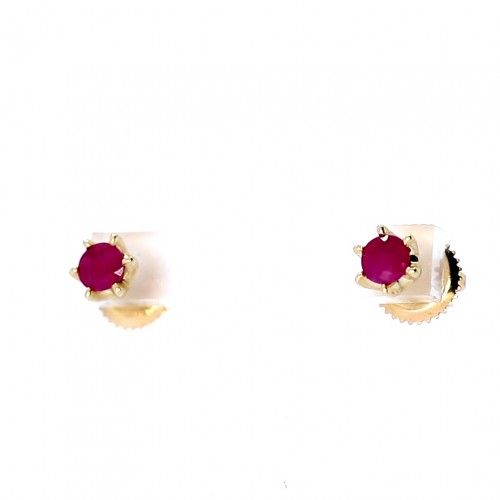 Gold earrings with a ruby