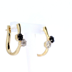 Auksiniai auskarai su juoduoju deimantu