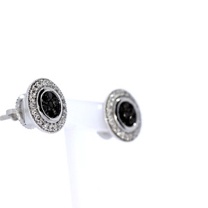 Gold earrings with a black diamond