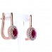 Gold earrings with a ruby