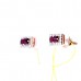 Gold earrings with rhodolite
