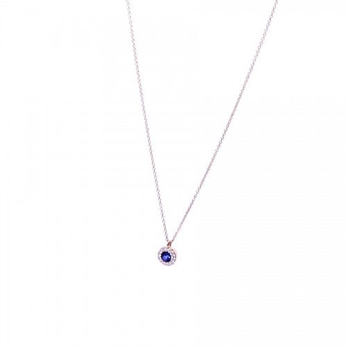 Gold chain with sapphire pendant