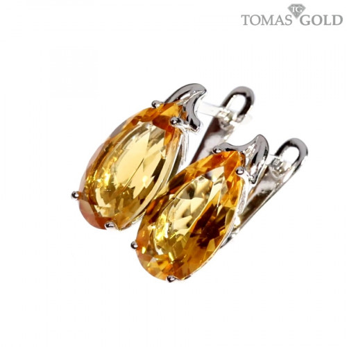Golden earrings with citrine