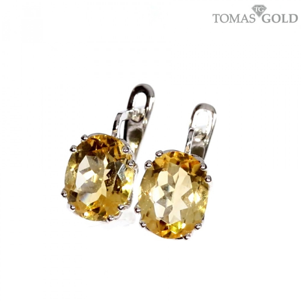 Golden earrings with citrine