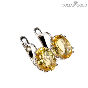 Golden earrings with citrine