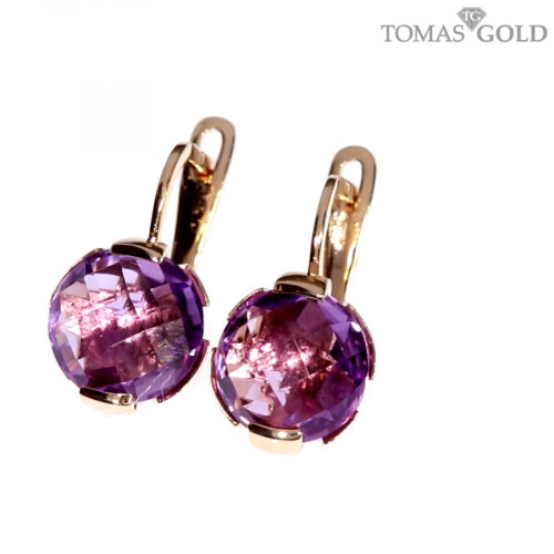 Gold earrings with amethyst