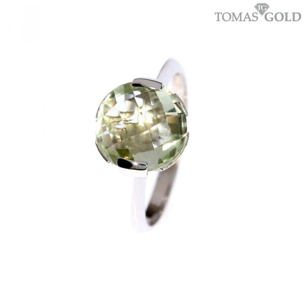 Auksinis žiedas su žaliuoju ametistu