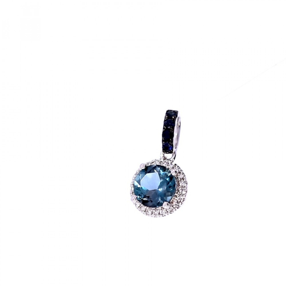 Gold pendant with sapphire