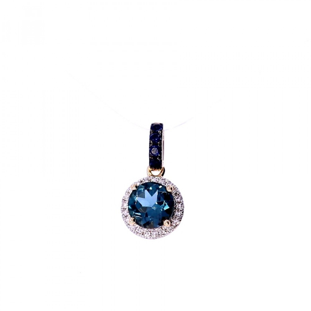 Gold pendant with sapphire