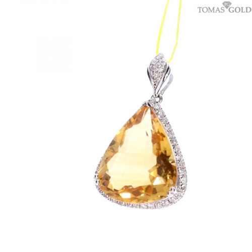 Golden pendant with citrine