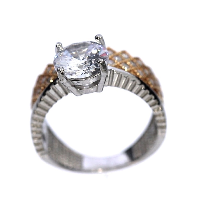 Silver ring with zircon