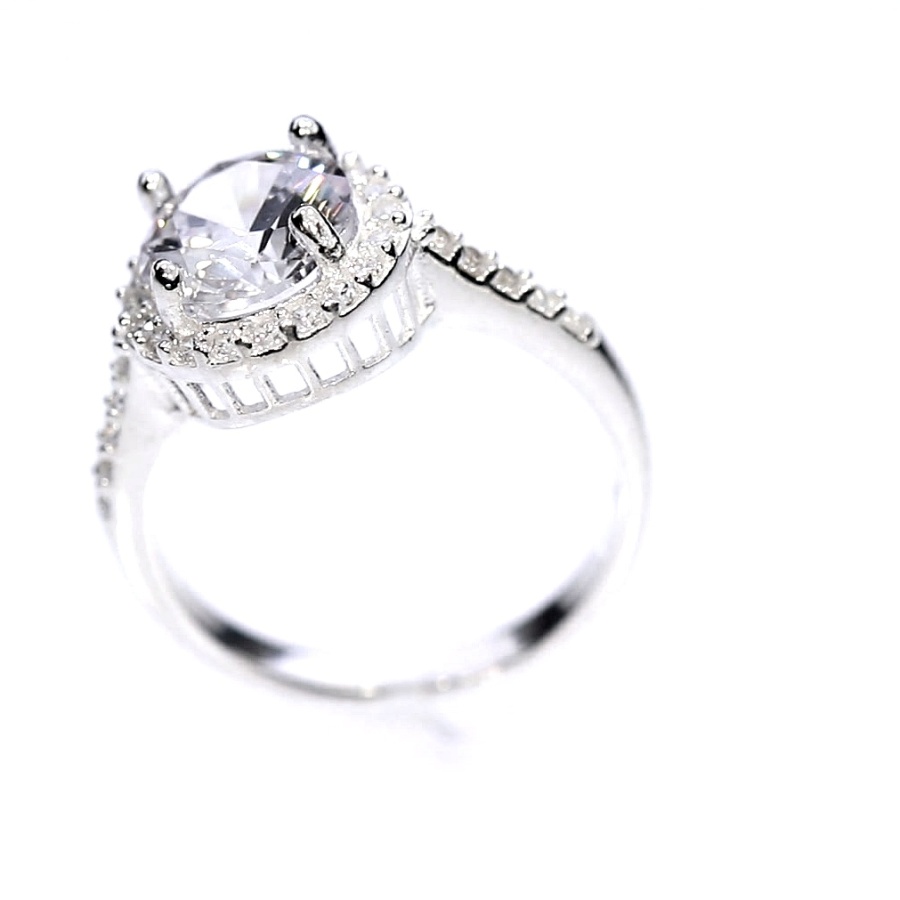 Silver ring with zircon