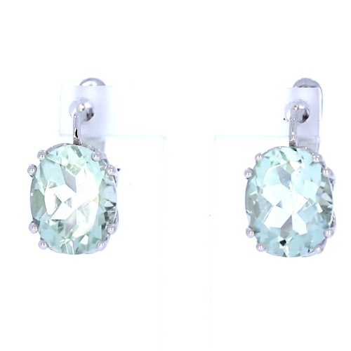 Gold earrings with green amethyst