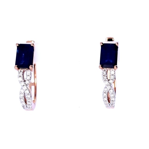 Gold earrings with sapphire